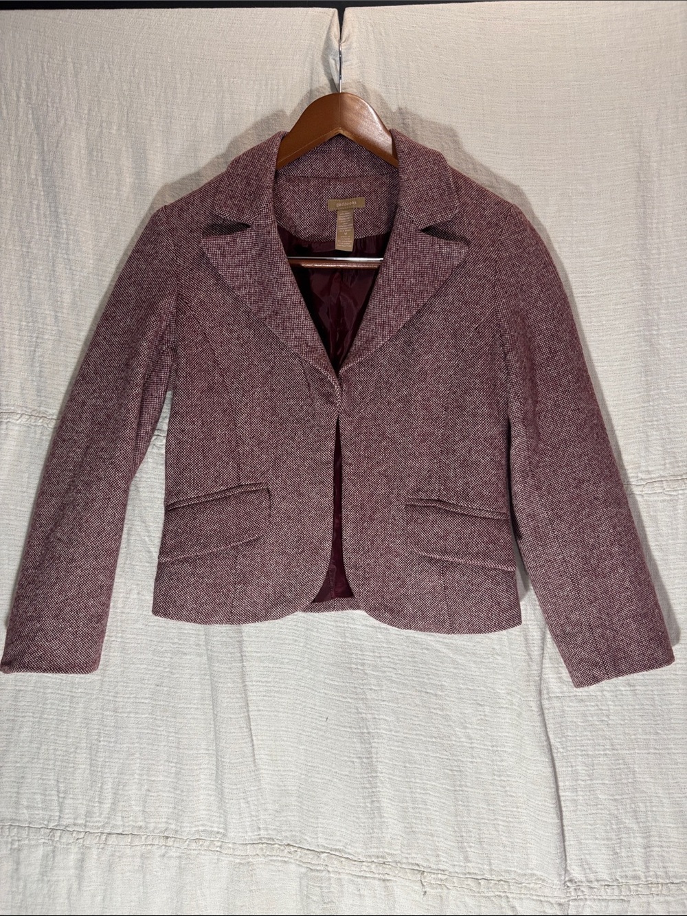 Vintage Gadzooks Mauve Tweed 60% Wool Blazer Academia Grunge EUC